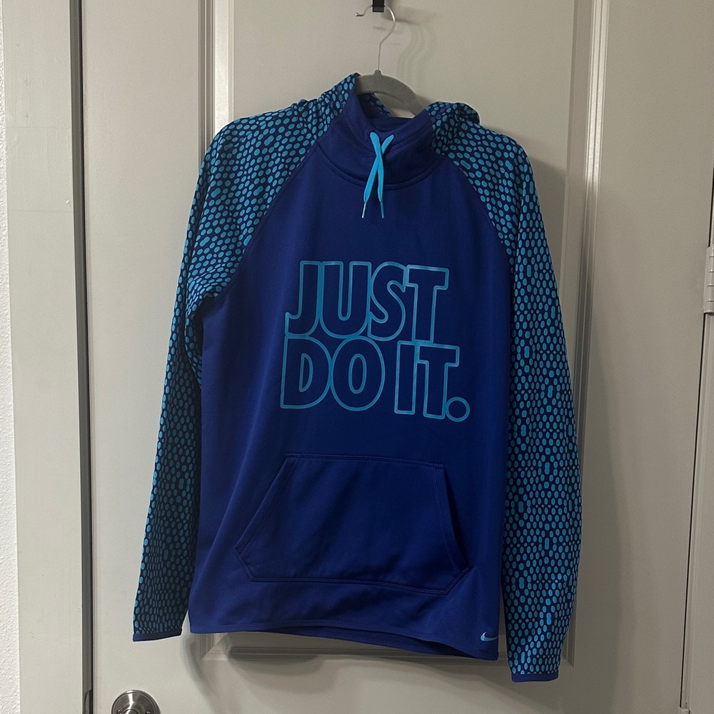 Nike Blue Hoodie with 'Just Do It' Graphic